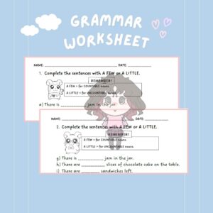 Grammar Worksheet (A FEW/A LITTLE) / Guía de gramática