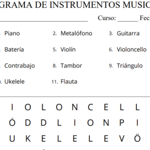 Sopa de letras instrumentos musicales
