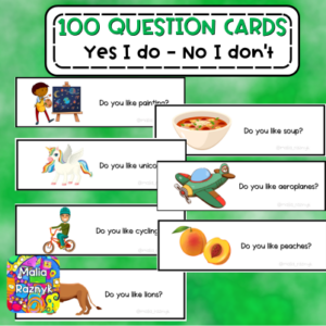 100 tarjetas con preguntas para la clase de inglés - 100 Yes I do -No I don't question cards