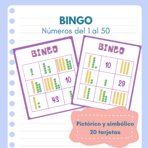 Bingo - números del 1 al 50 - pictórico y simbólico