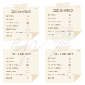 Código de corrección en escritura / Writing marking code