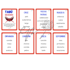 Actividades fiestas patrias - Juego tabú 15 tarjetas imprimibles