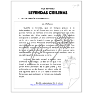 Actividades fiestas patrias - Comprensión de lectura "La Añañuca"