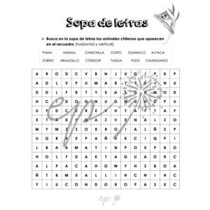 Actividades fiestas patrias - Sopa de letras ANIMALES CHILENOS