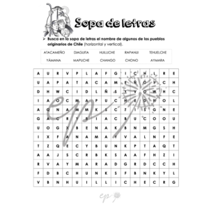 Actividades fiestas patrias - Sopa de letras PUEBLOS ORIGINARIOS DE CHILE