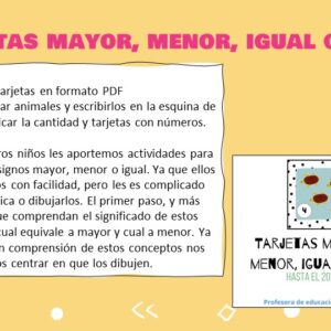 tarjetas mayor, menor, igual que