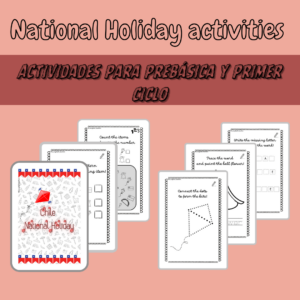 National holiday activities - actividades para trazar, colorear y practicar vocabulario