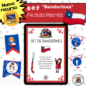 ⭐• Set de 3 banderines para las Fiestas Patrias en Chile• ⭐