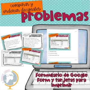 Comparar y ordenar decimales tarjetas y Google Form