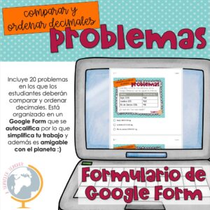 Comparar y ordenar decimales Google Form