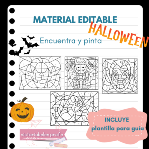 Encuentra y pinta - PLANTILLAS EDITABLES - Halloween