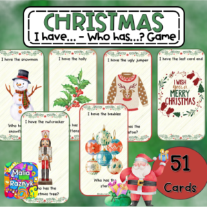 Juego "I Have Who Has" de Navidad Imprimible - Diversión Temática para la clase de inglés