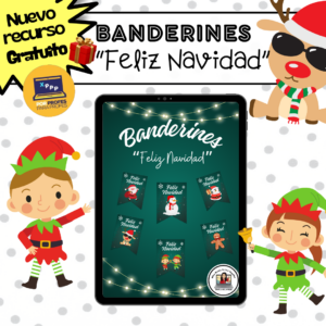 6 banderines de regalo con la frase: “Feliz Navidad