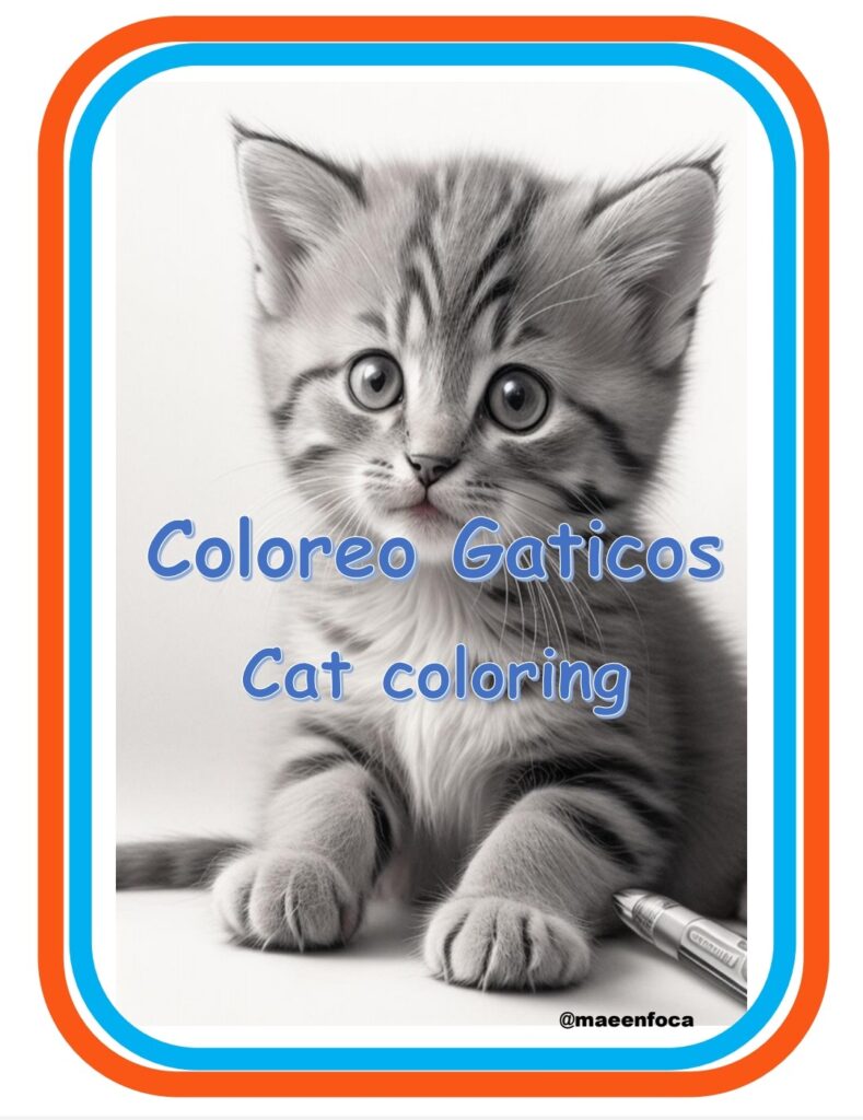 Coloreo Gatos Cuaderno de trabajo bilingüe