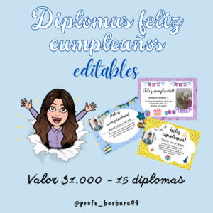 15 DIPLOMAS EDITABLES FELIZ CUMPLEAÑOS