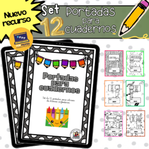 Set 12 portadas para cuadernos (para colorear)