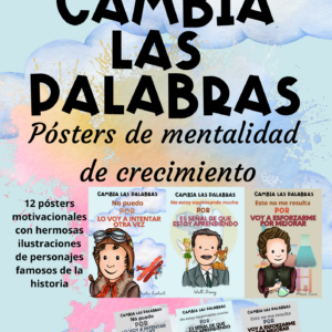 Cambia las palabras. Pósters de mentalidad de crecimiento