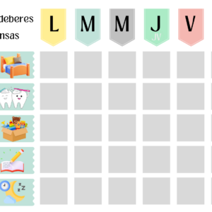 Tablero de deberes e incentivos