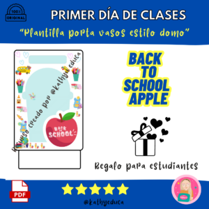 Porta vaso estilo Domo "Back to school apple"