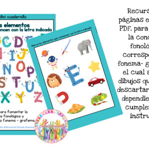 Mini cuadernillo: Marca los elementos que comiencen con la letra indicada