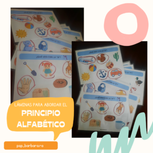 Láminas para trabajar los principios del alfabeto.