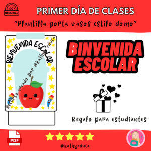 Porta vaso estilo Domo Bienvenida Escolar estilo Manzana