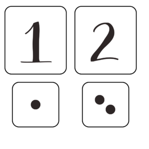 Números y subitización en blanco y negro.