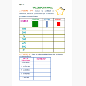 GUÍA DE EJERCICIOS DE VALOR POSICIONAL