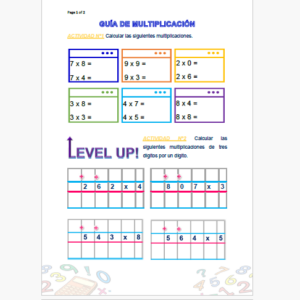 GUÍA DE MULTIPLICACIÓN HORIZONTAL TRES DÍGITOS POR UN DÍGITO
