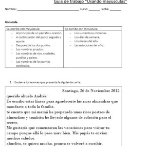 "Guía Práctica de Uso de Mayúsculas para Primer Año de Educación Básica"