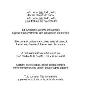 "Divertidos Trabalenguas para Primer Año de Educación Básica"