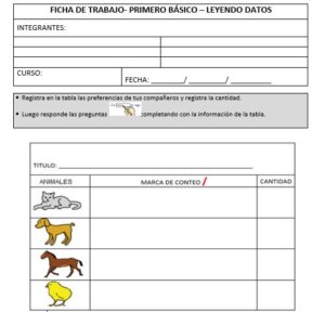 "Ficha de Trabajo: Leyendo Preferencias" primero basico 8 guias Grupales