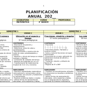 Planificaciones anuales 4° Básico