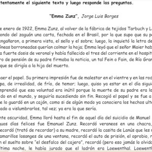 Comprensión Lectora "Emma Zunz" Jorge Luis Borges