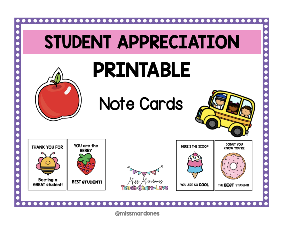 Student's Day Printable Note Cards