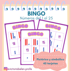 Bingo números 1 al 25 - 45 tarjetas