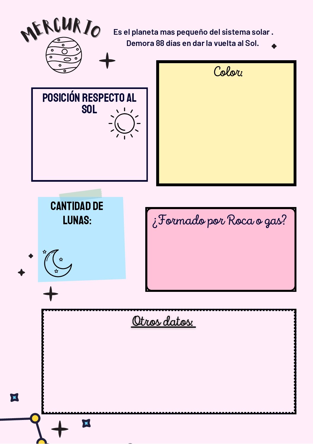 Fichas sobre los planetas