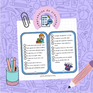 Tarjetas de comprensión de oraciones