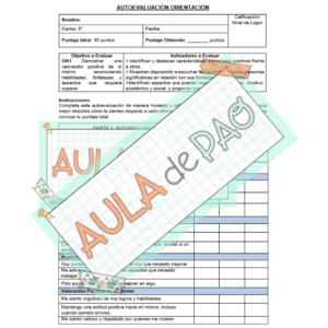 Pack Autoevaluación Orientación 5°