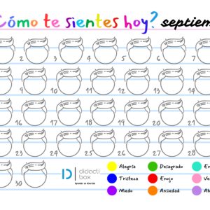 Calendario de emociones septiembre niño