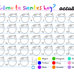 Calendario de emociones octubre niño