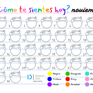 Calendario de emociones noviembre niño