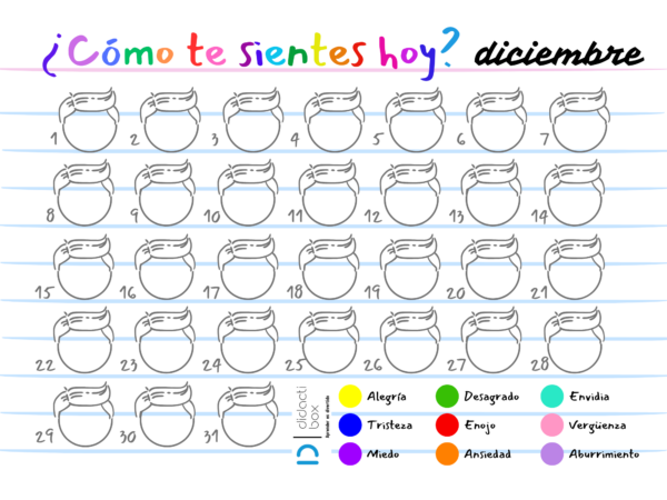 Calendario de emociones diciembre niño