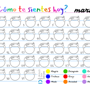 Calendario de emociones marzo niño