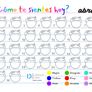 Calendario de emociones abril niño