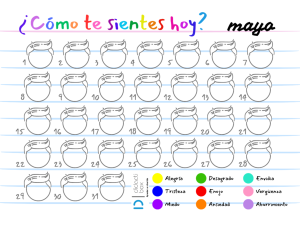 Calendario de emociones mayo niño