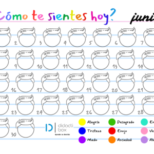 Calendario de emociones junio niño