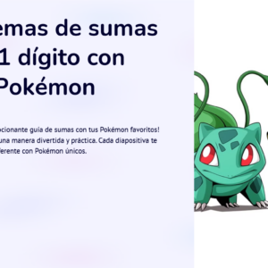 Problemas de sumas de 1 dígito con los personajes de Pokémon