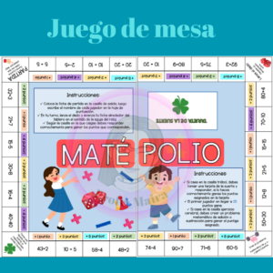 Juego de mesa, de adición y sustracción editable