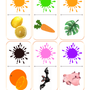 Dominó y flash card de colores